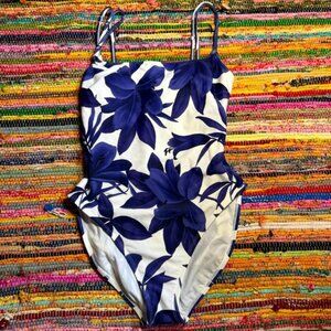 Vintage La Blanca Blue Floral One-Piece Swimsuit – Size 12